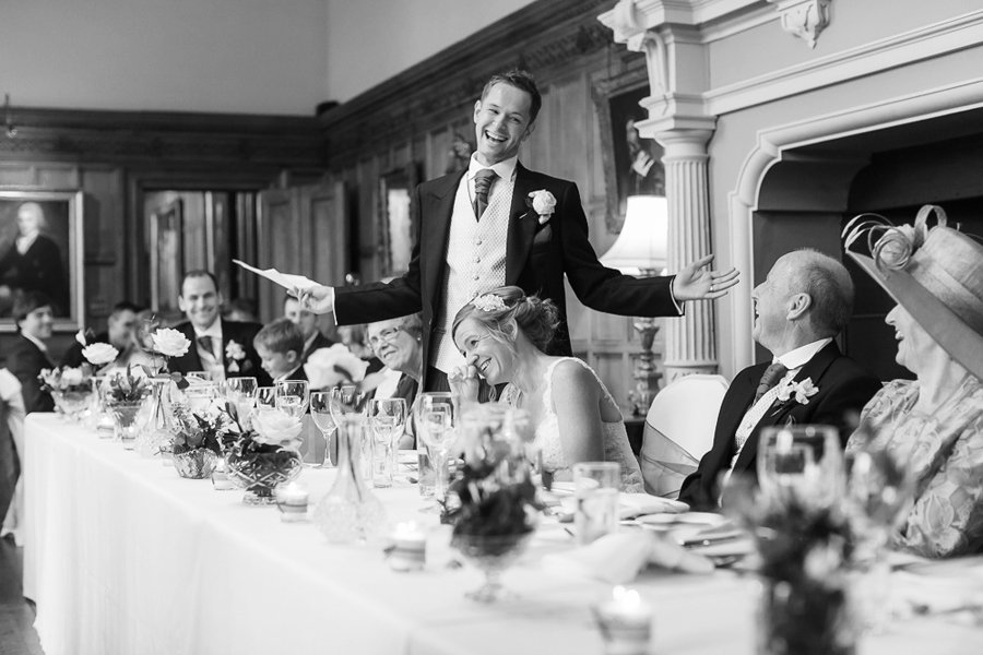 documentary photography of wedding speeches at Arley Hall, Cheshire