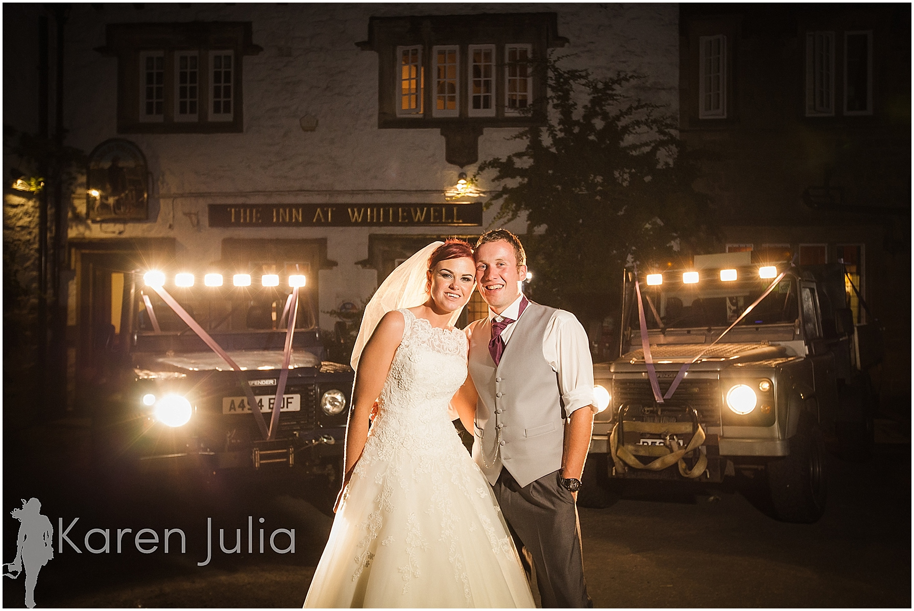 The Inn at Whitewell Wedding Photography with landrover defender