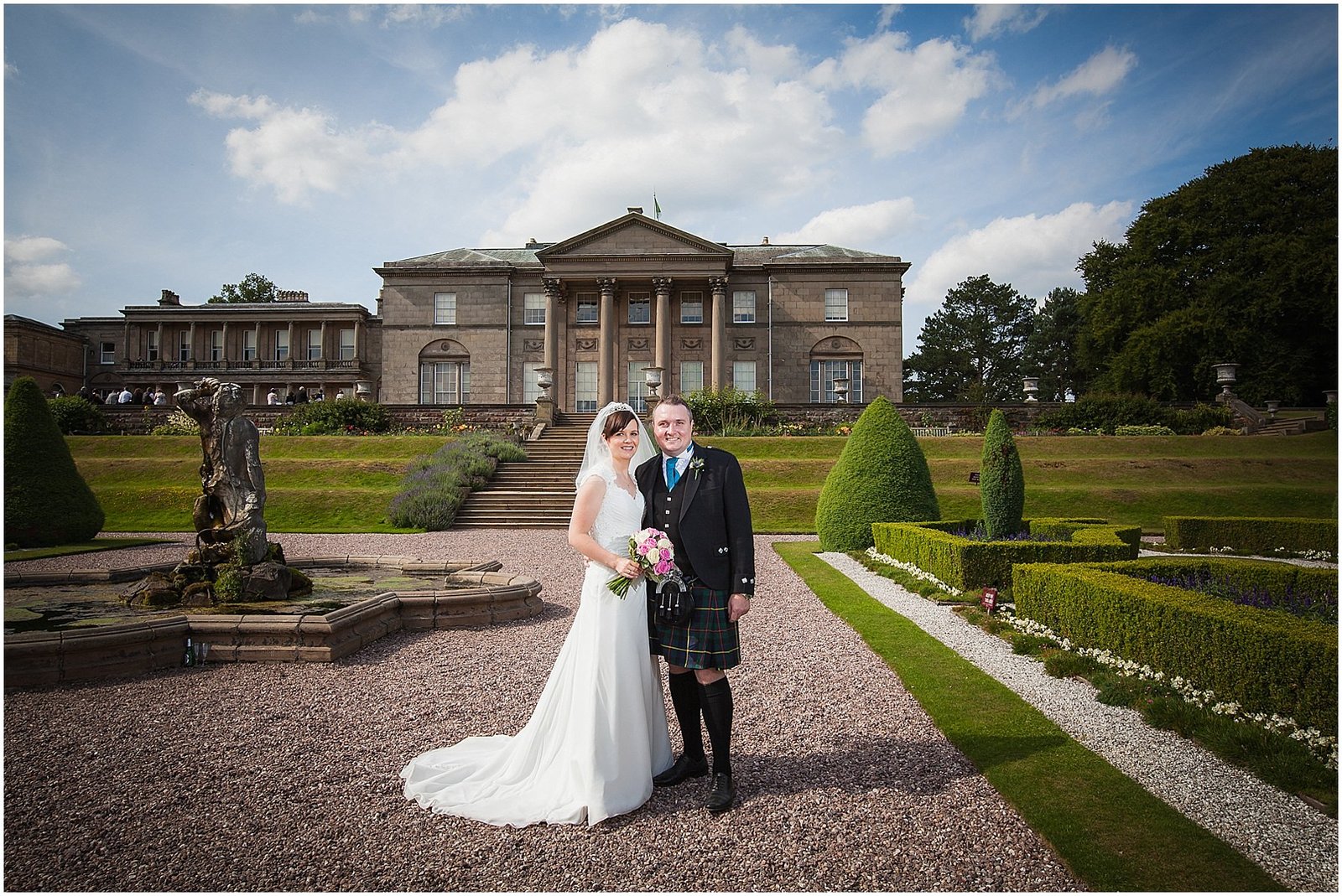 bride and groom portrait at Tatton Hall, by Cheshire Wedding Photographer Karen Julia