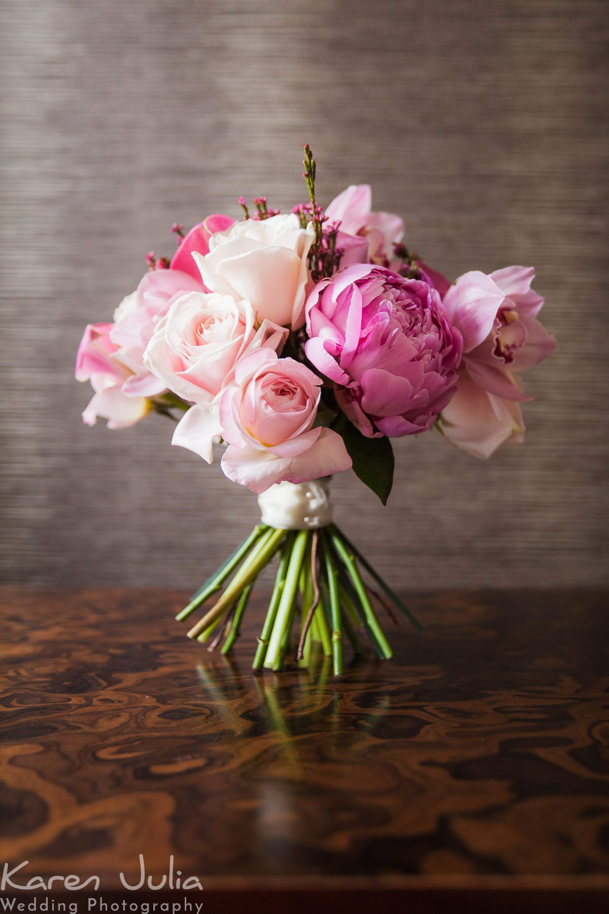 pink bridal bouquet in Manchester Midland hotel