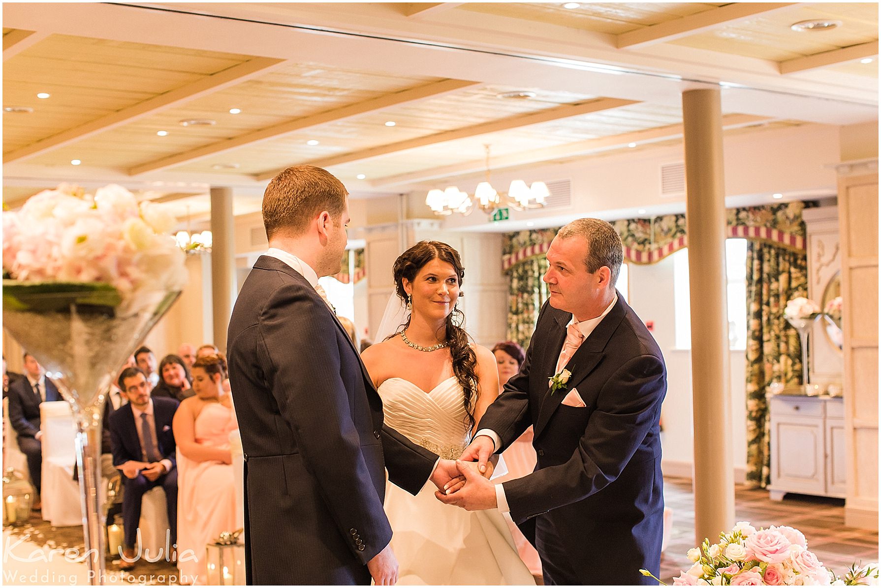 wedding ceremony at Stanley House hotel with bride and groom