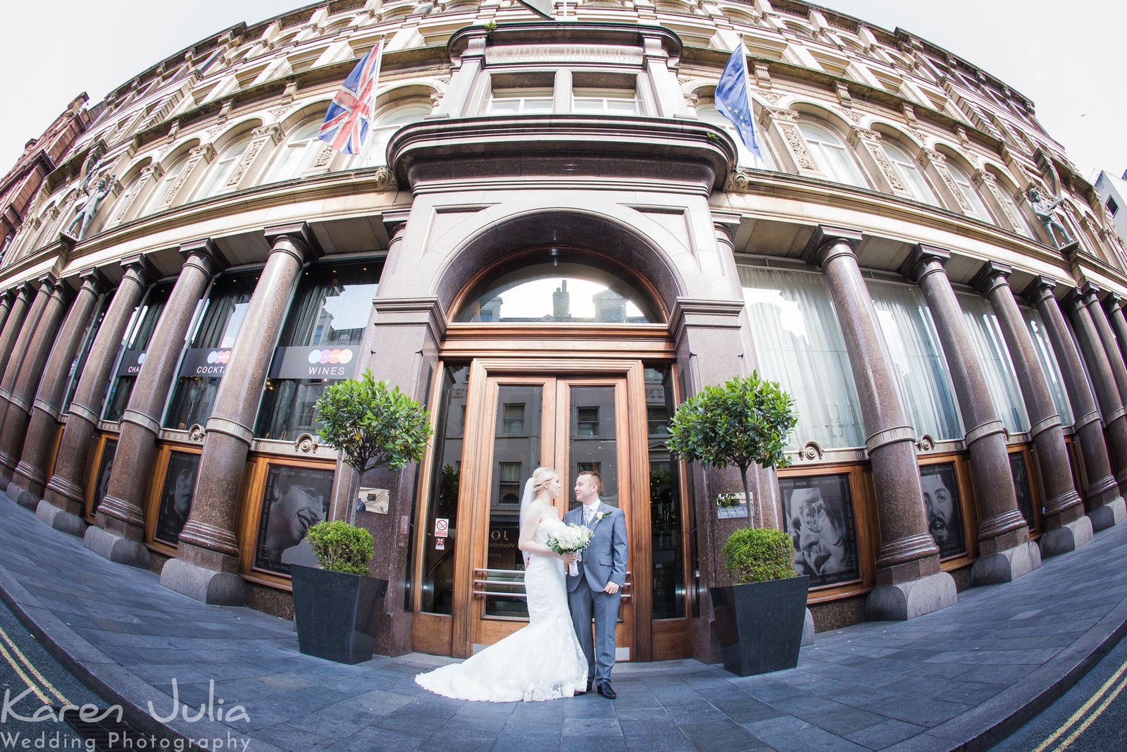 bride and groom portrait at their Sunny Summer Hard Day's Night Hotel Wedding