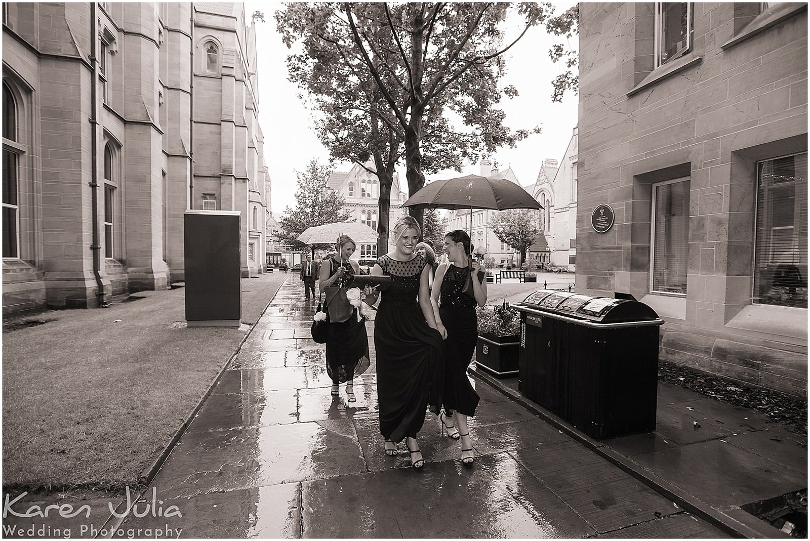 bridesmaids arriving at Manchester Museum