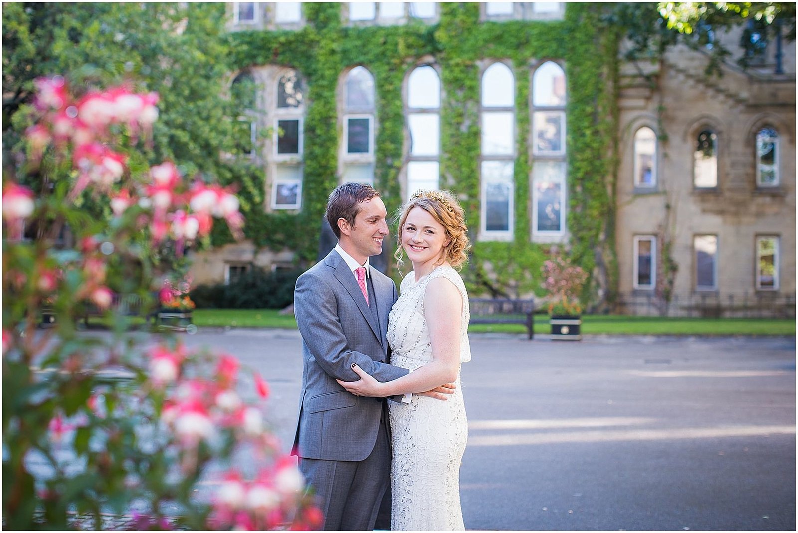 Manchester Museum wedding photography portrait in courtyard