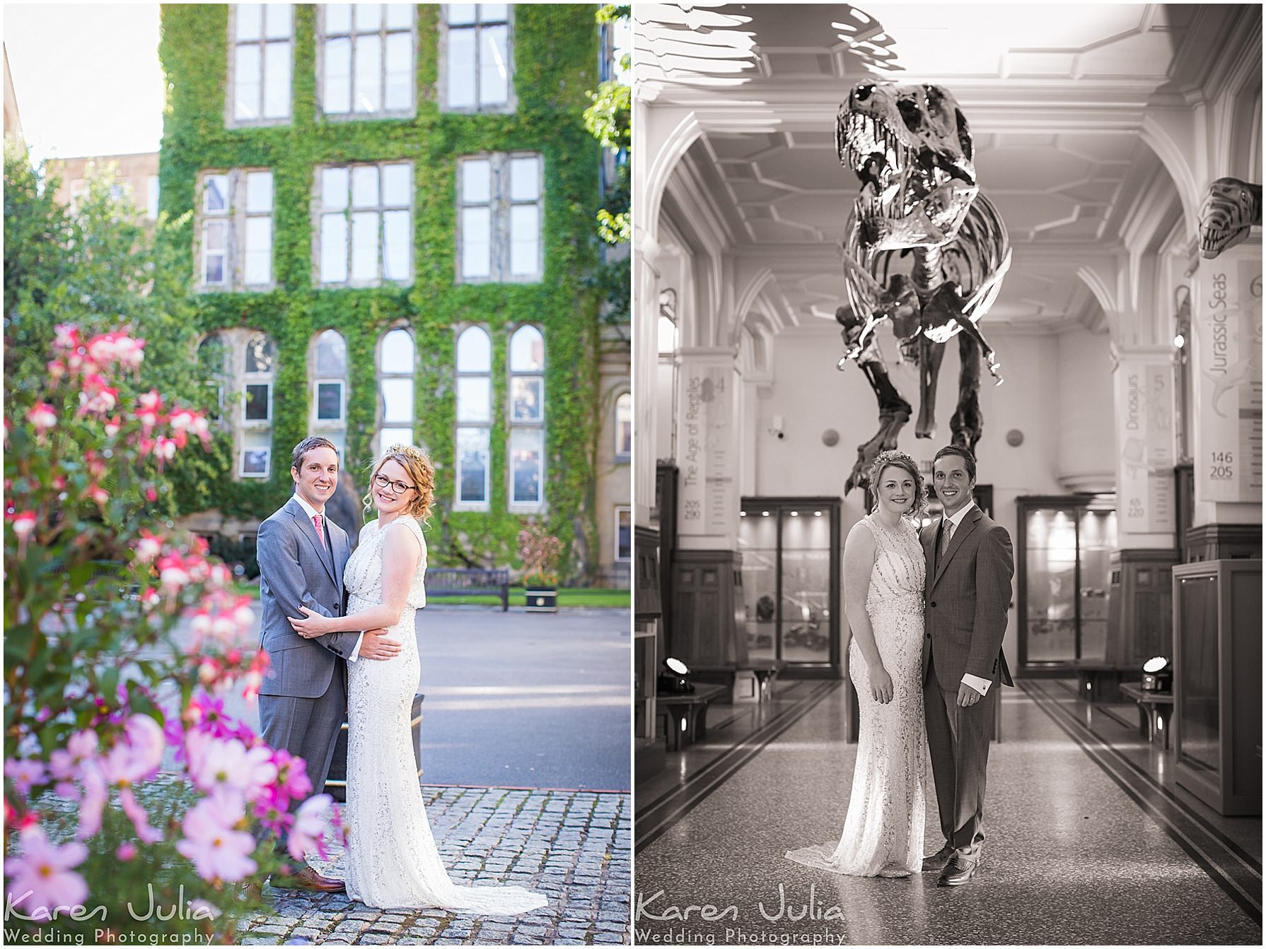 Manchester Museum Wedding Photography in the courtyard and fossil room