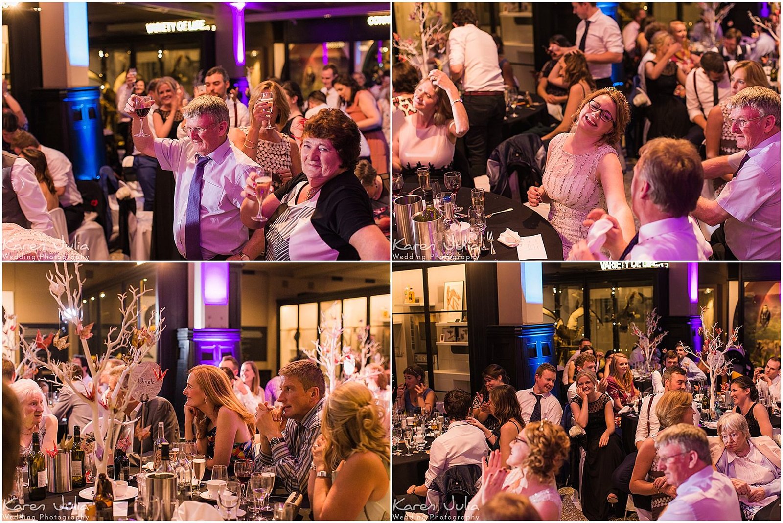 guests enjoy speeches at a wedding at Manchester Museum