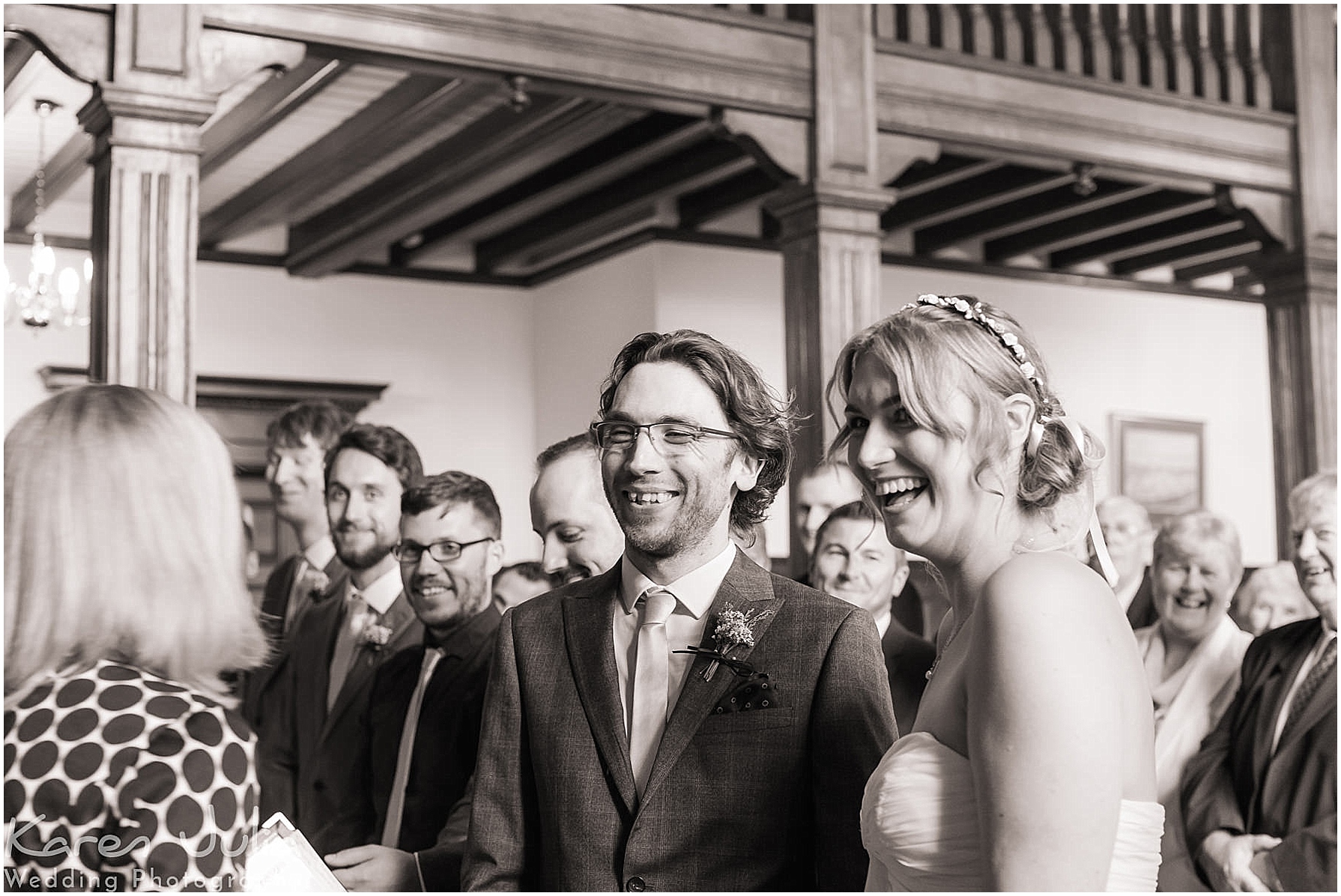 bride and groom during ceremony at Reaseheath Hall wedding