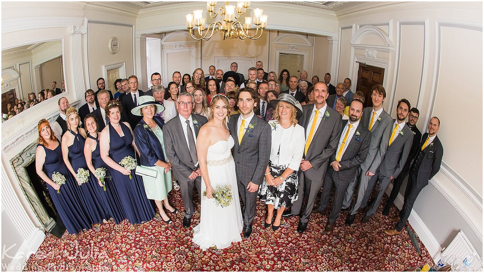 group photo of all guests inside Reaceheath Hall