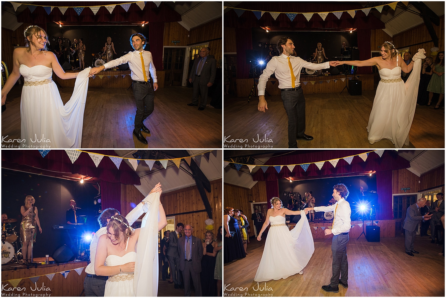 bride and groom have their first dance as a married couple at Victory Hall