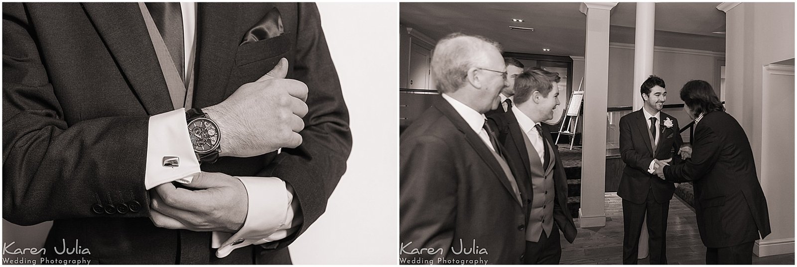 groom greeting guests in hotel reception