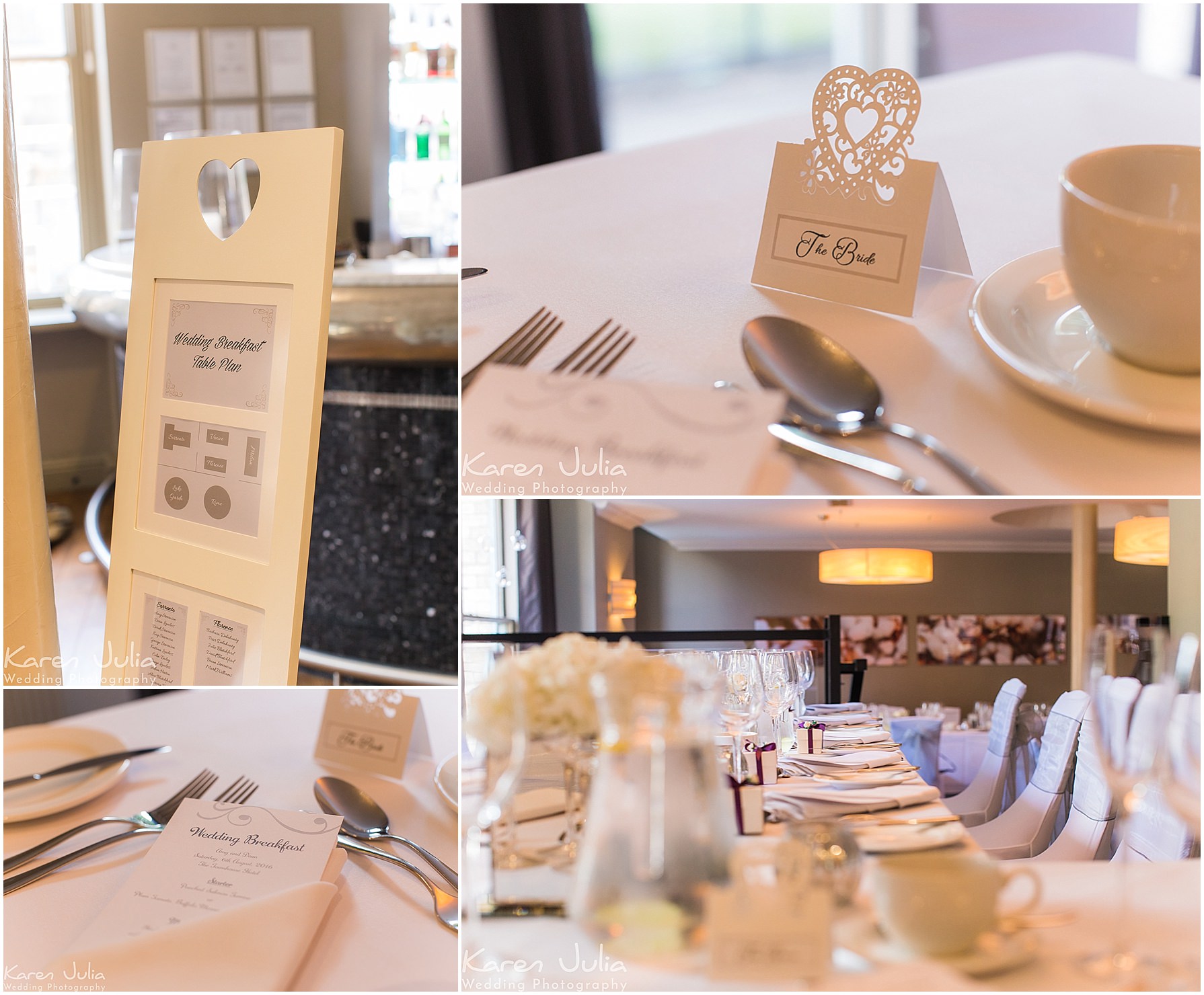 wedding breakfast room details at Townhouse Hotel Manchester