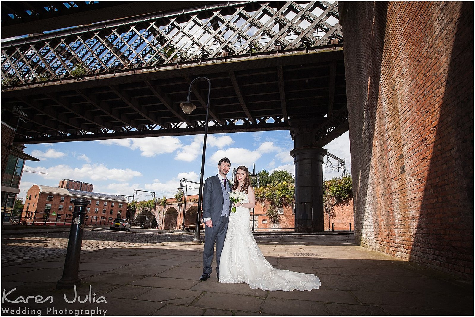 bride and groom portrait in Castlefield