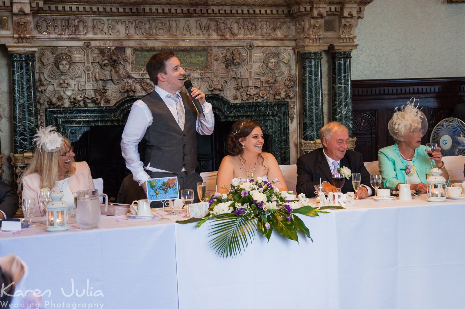 groom makes speech on wedding day at crewe Hall