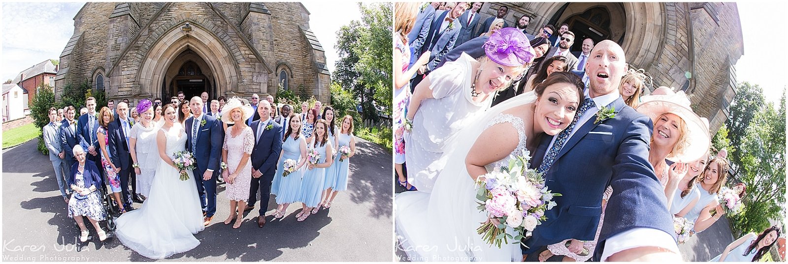 group photo and group shot selfie outside St Matthews Church, Little Lever, Bolton