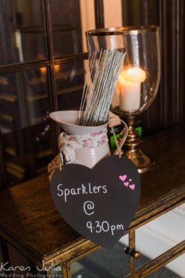 sparklers and sparkler holder at Eaves Hall