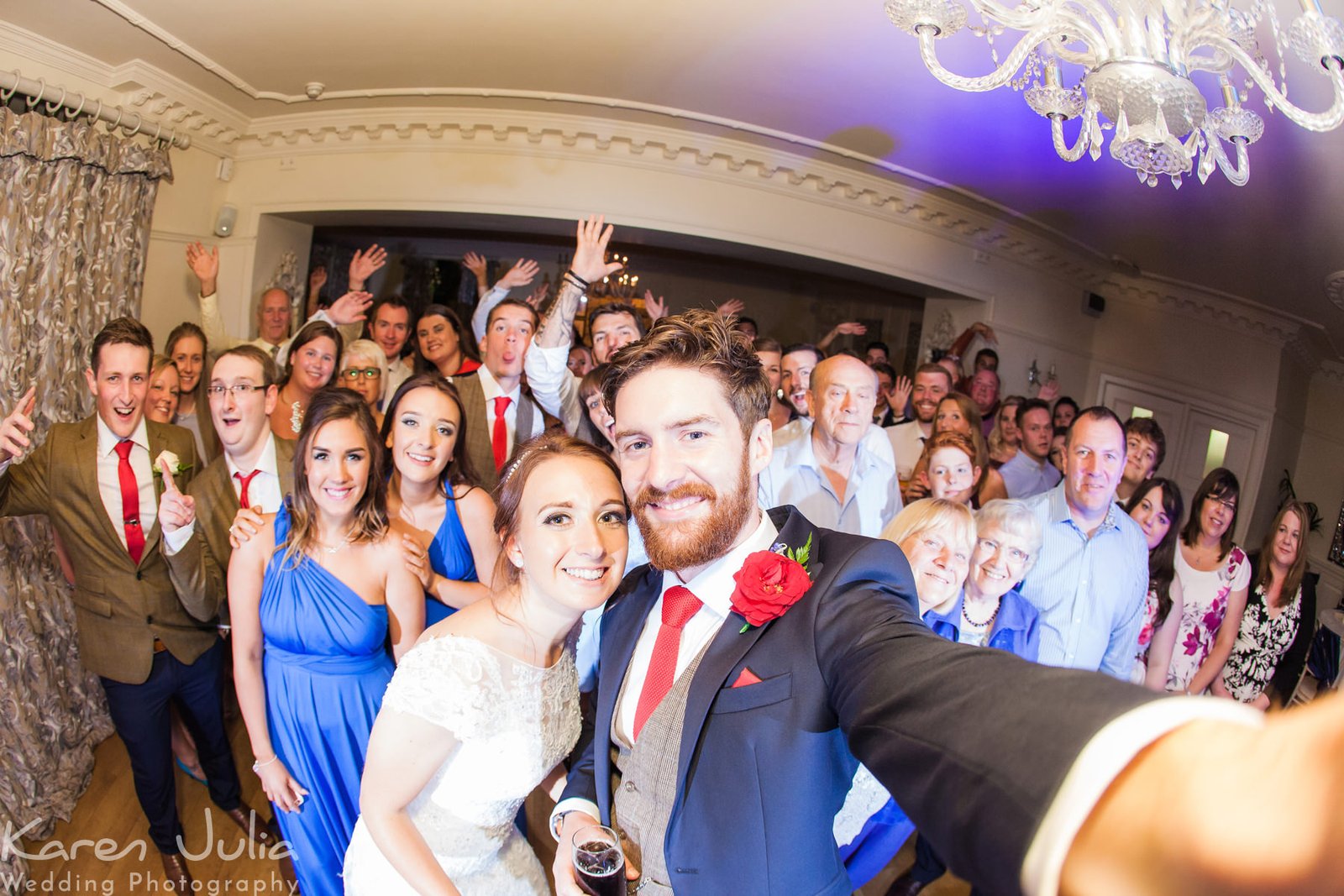 dance floor group shot selfie at Eaves Hall