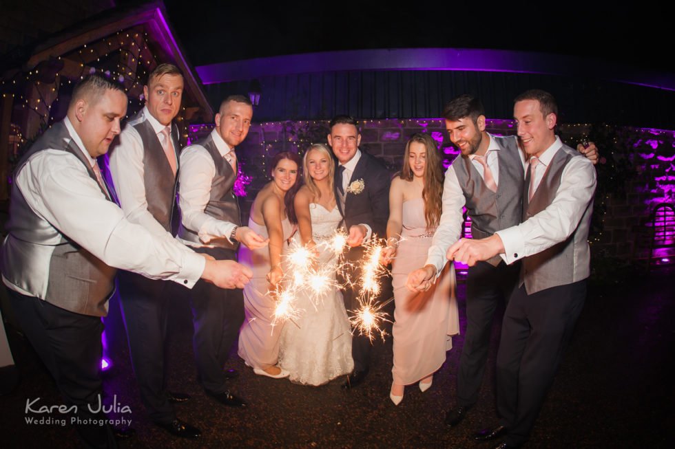 wedding sparklers at Heaton House Farm