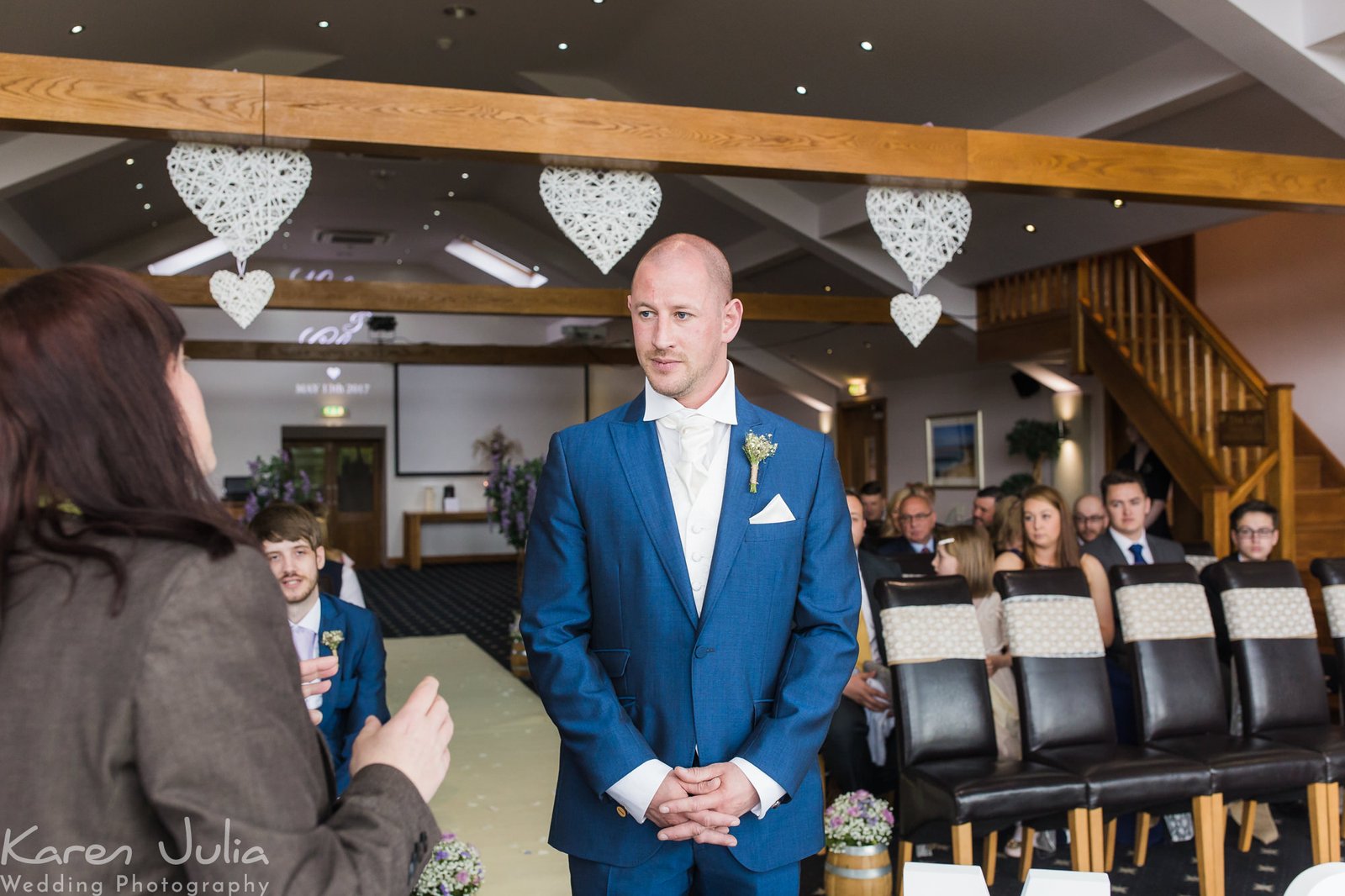 groom waits on bride before wedding ceremony at The Fisherman's Retreat