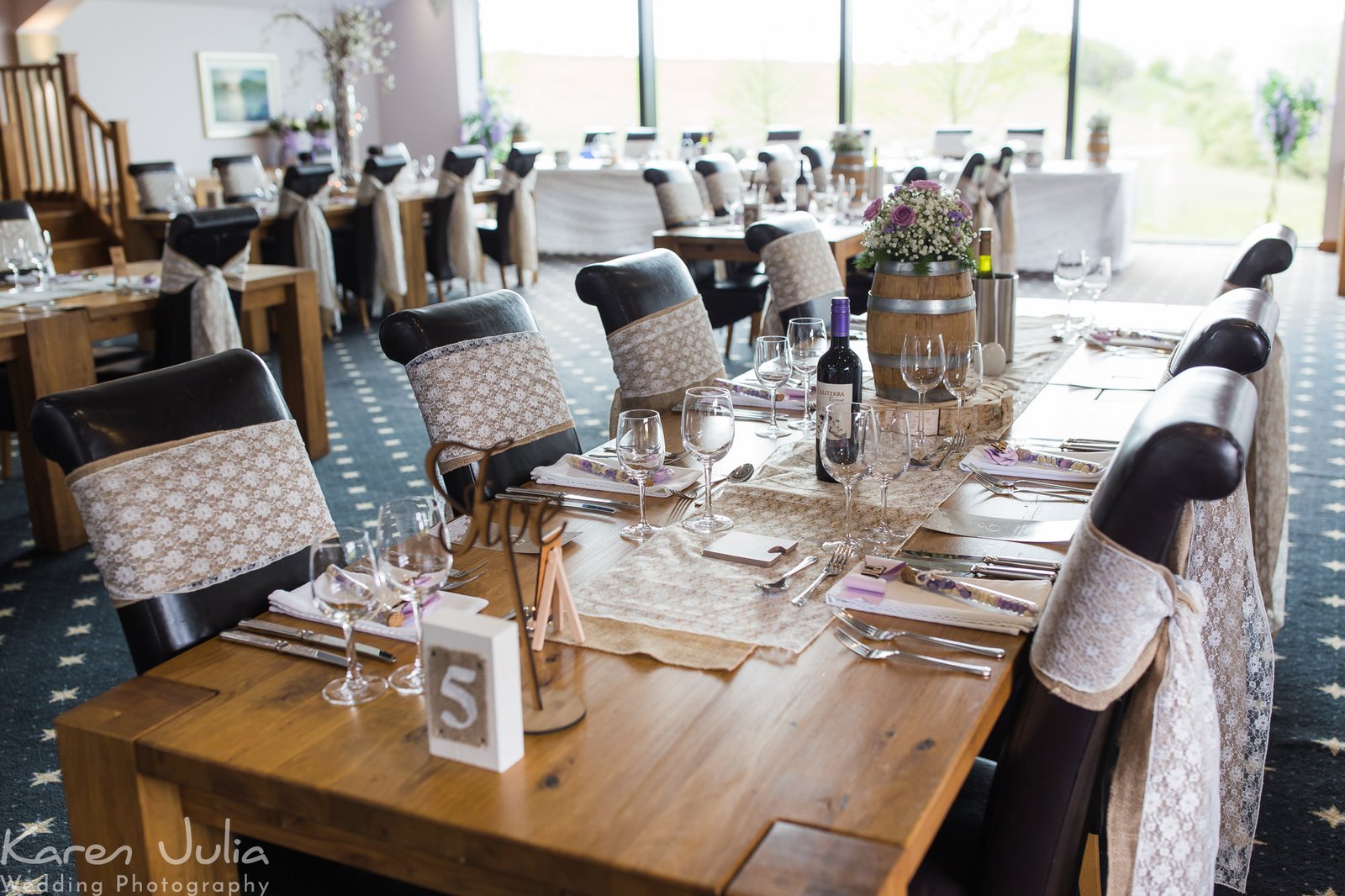 wedding breakfast styling in the valley suite at the Fishermans Retreat