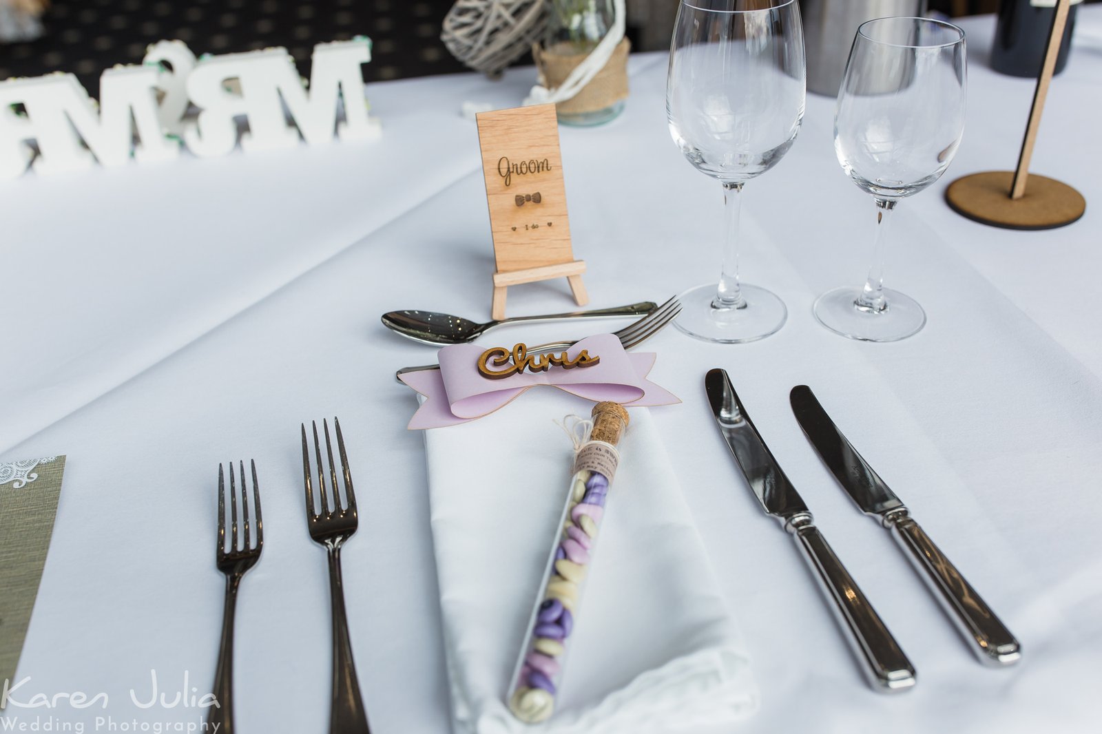 top table grooms rustic styled place name in wood