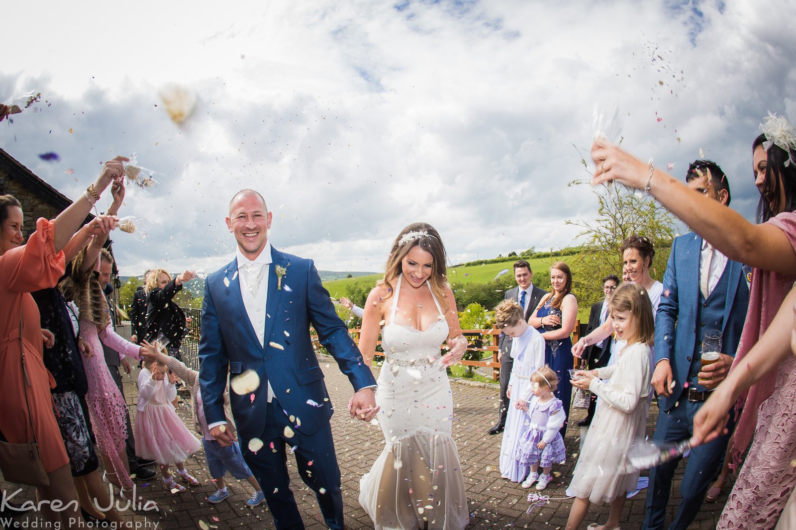 bride and groom confetti at The Fisherman's Retreat