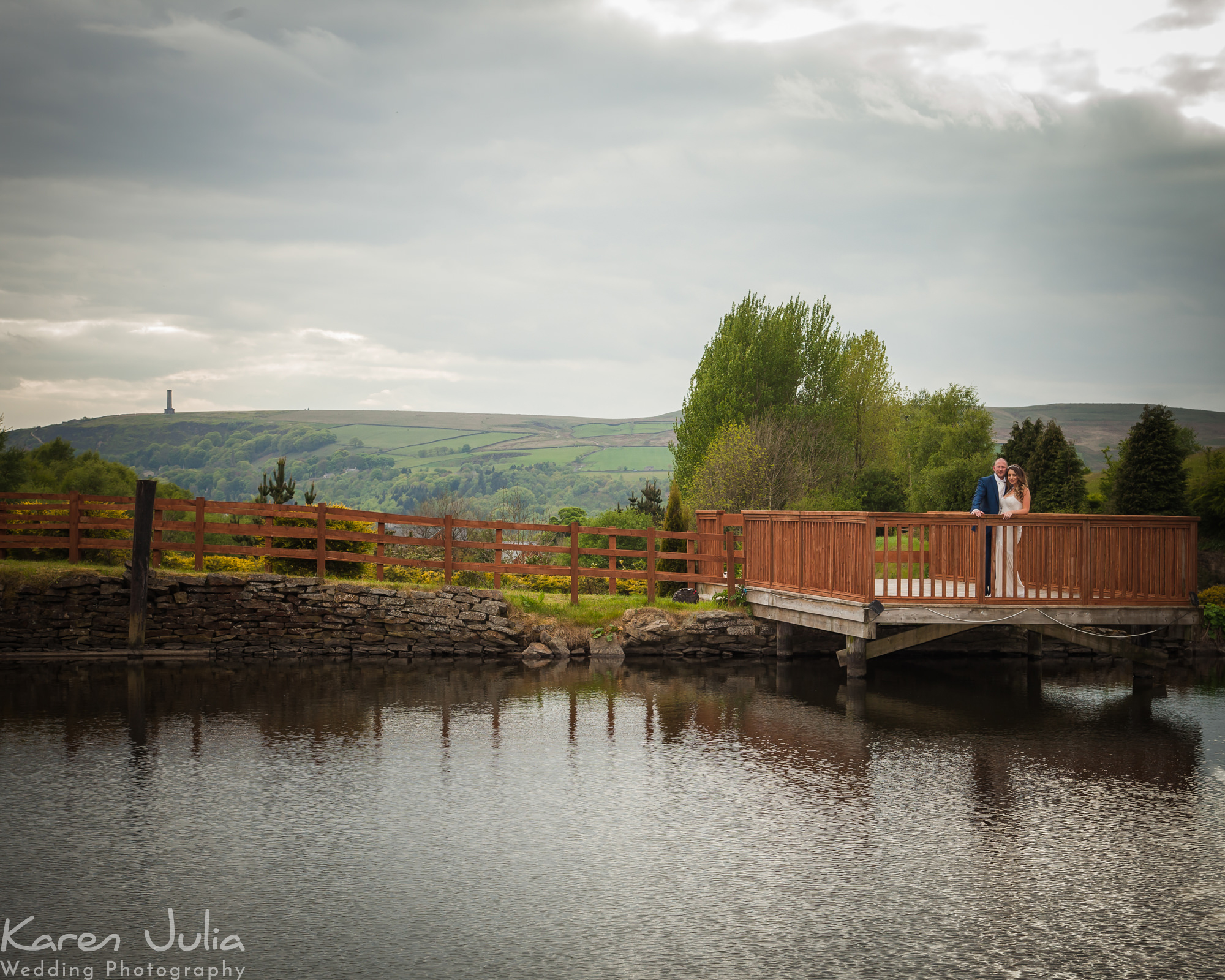 bride and groom portraits with scenic background at their The Fisherman's Retreat Rustic Spring Wedding by Karen Julia