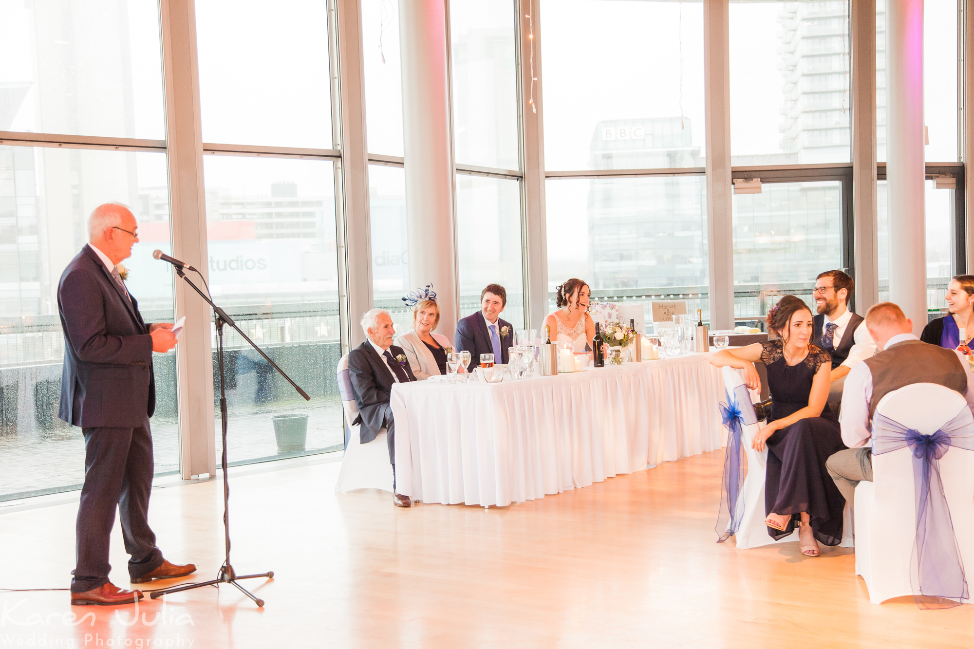 speeches during wedding breakfast in the compass room