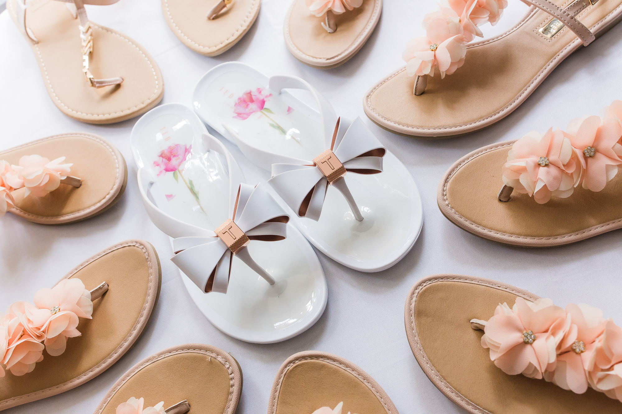 bride and bridesmaids shoes featuring ted baker sandals