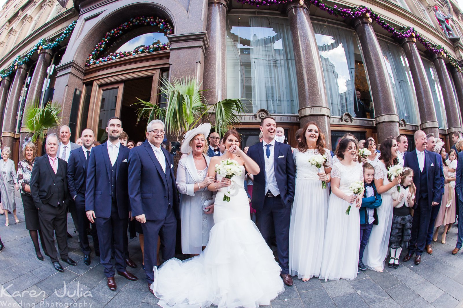 bride sees reindeer surprise at her wedding