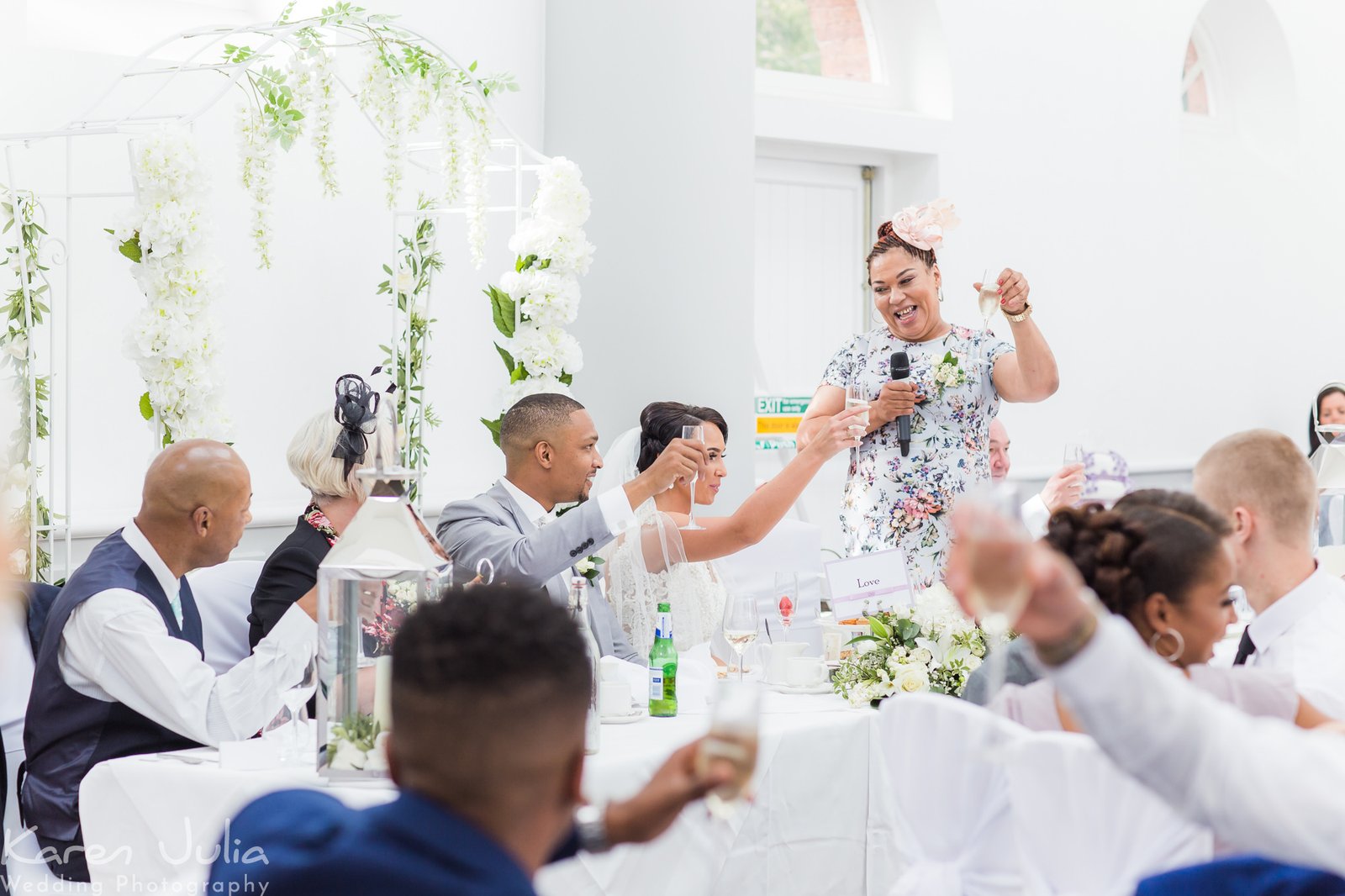 champagne toast at the speeches before wedding breakfast