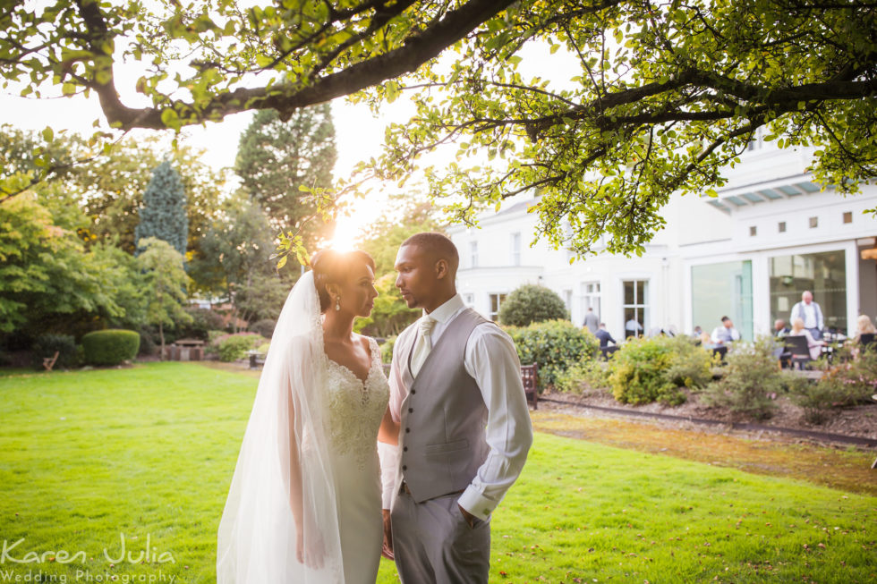 bride and groom sunflare portrait at Chancellors Hotel