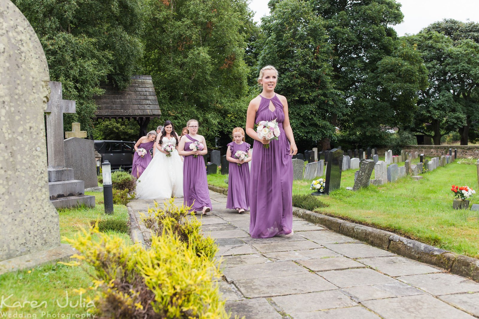 bride and bridesmaids arrive at St Michaels church in Aughton