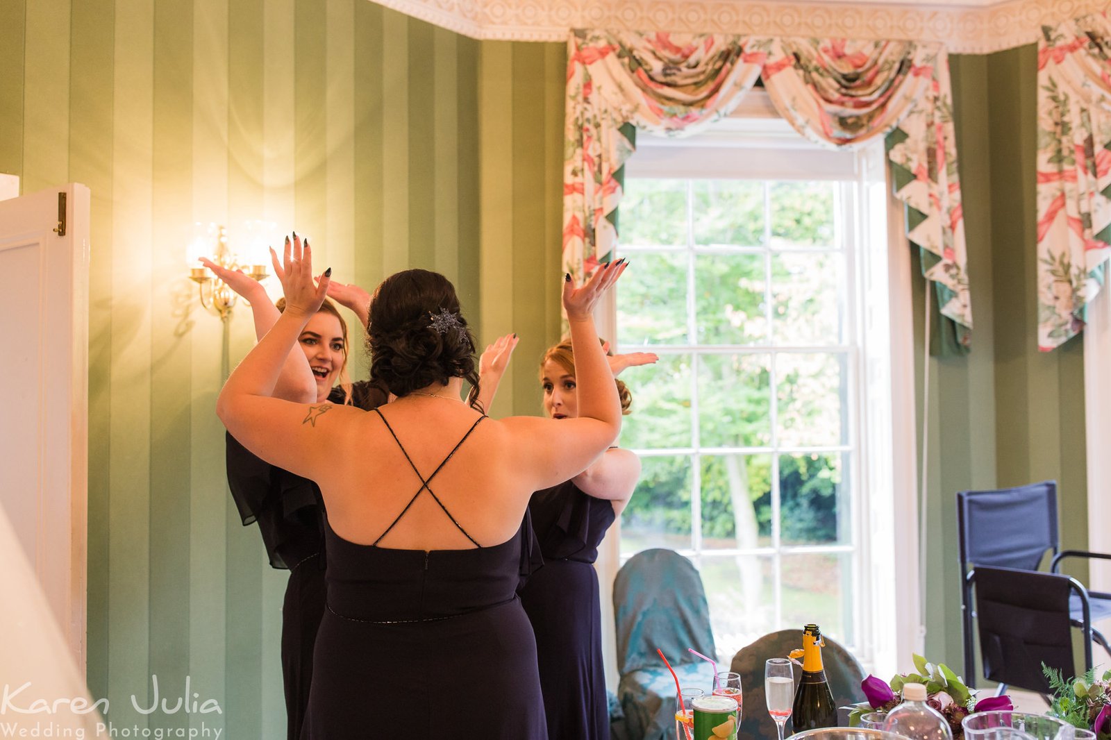 bridesmaids before wedding eremony in Statham Lodge hotel