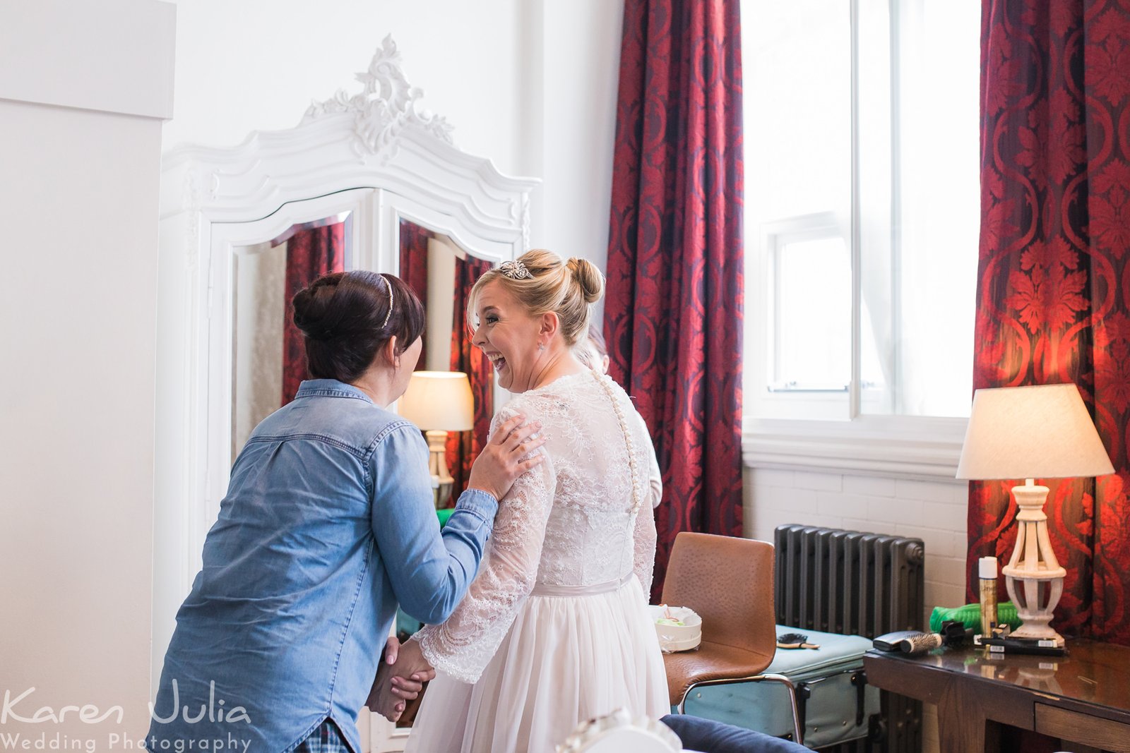 bridesmaids getting ready in Great John Street Hotel