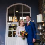 bride and groom portrait in reception at their Rustic Great John Street Hotel Wedding