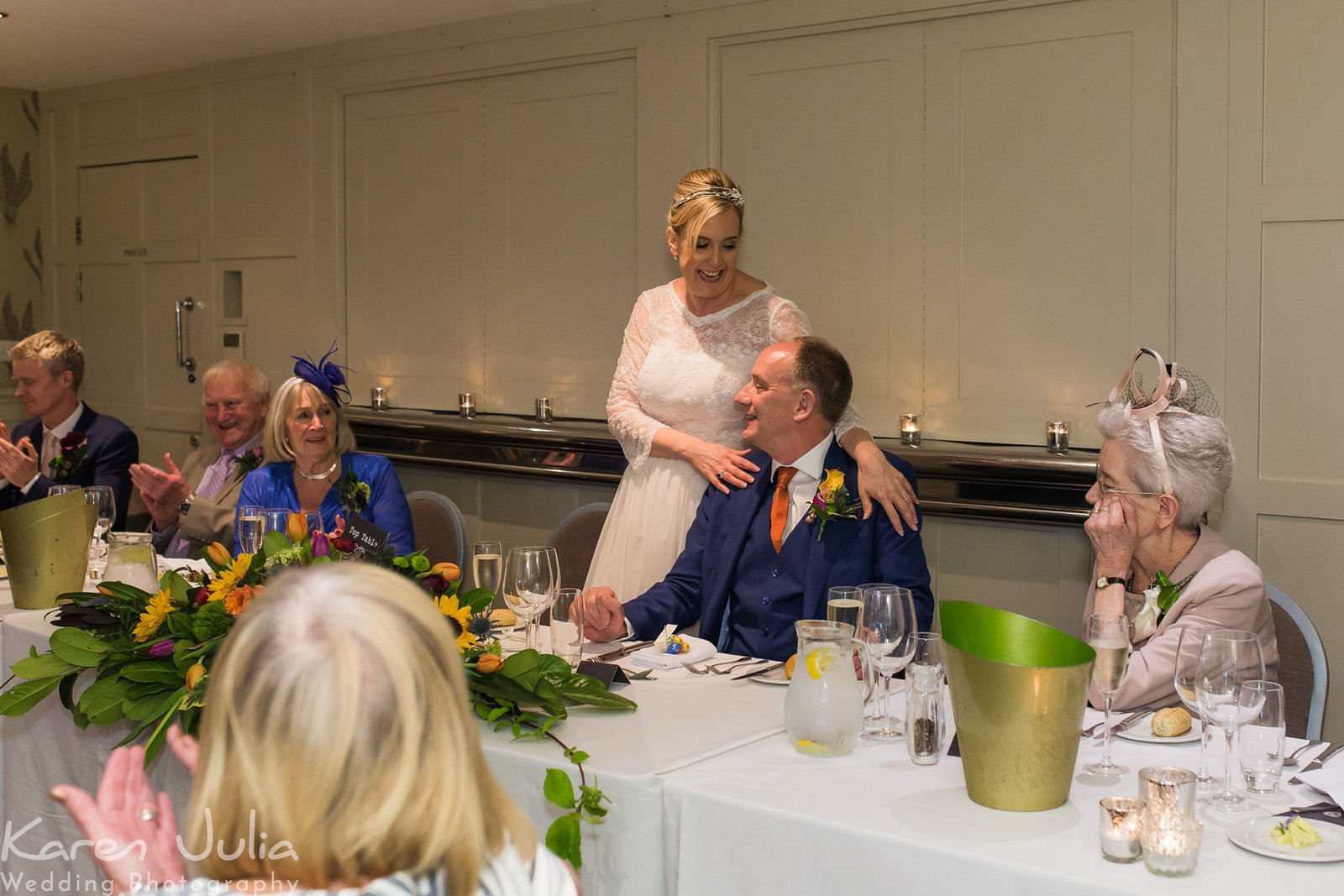 bride makes a speech during the wedding breakfast