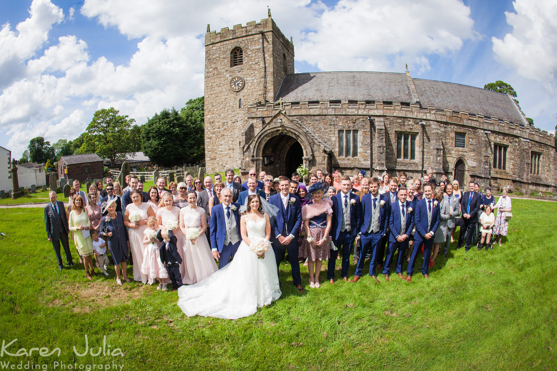 group photo of everyone outside St Mary the Virgin church in Long Preston