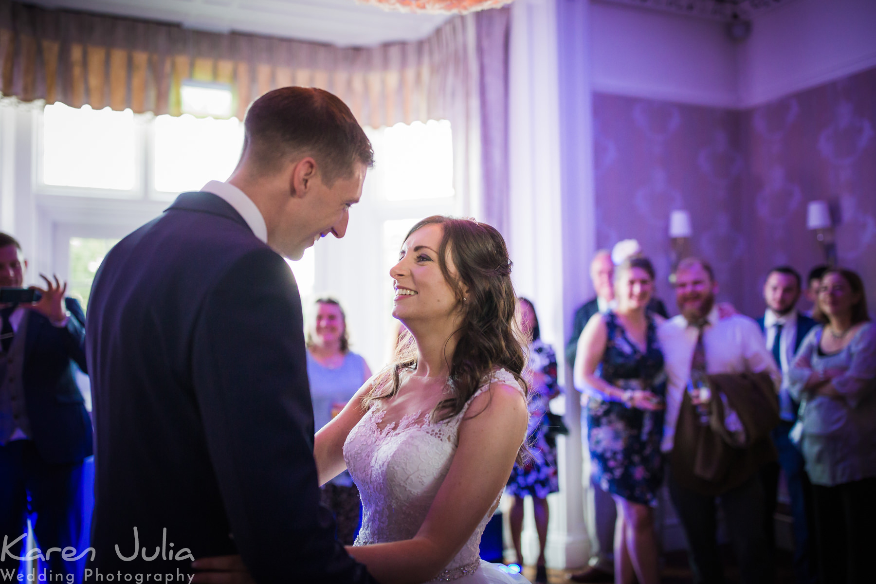 bride and groom have their first dance as a married couple at Falcon Manor