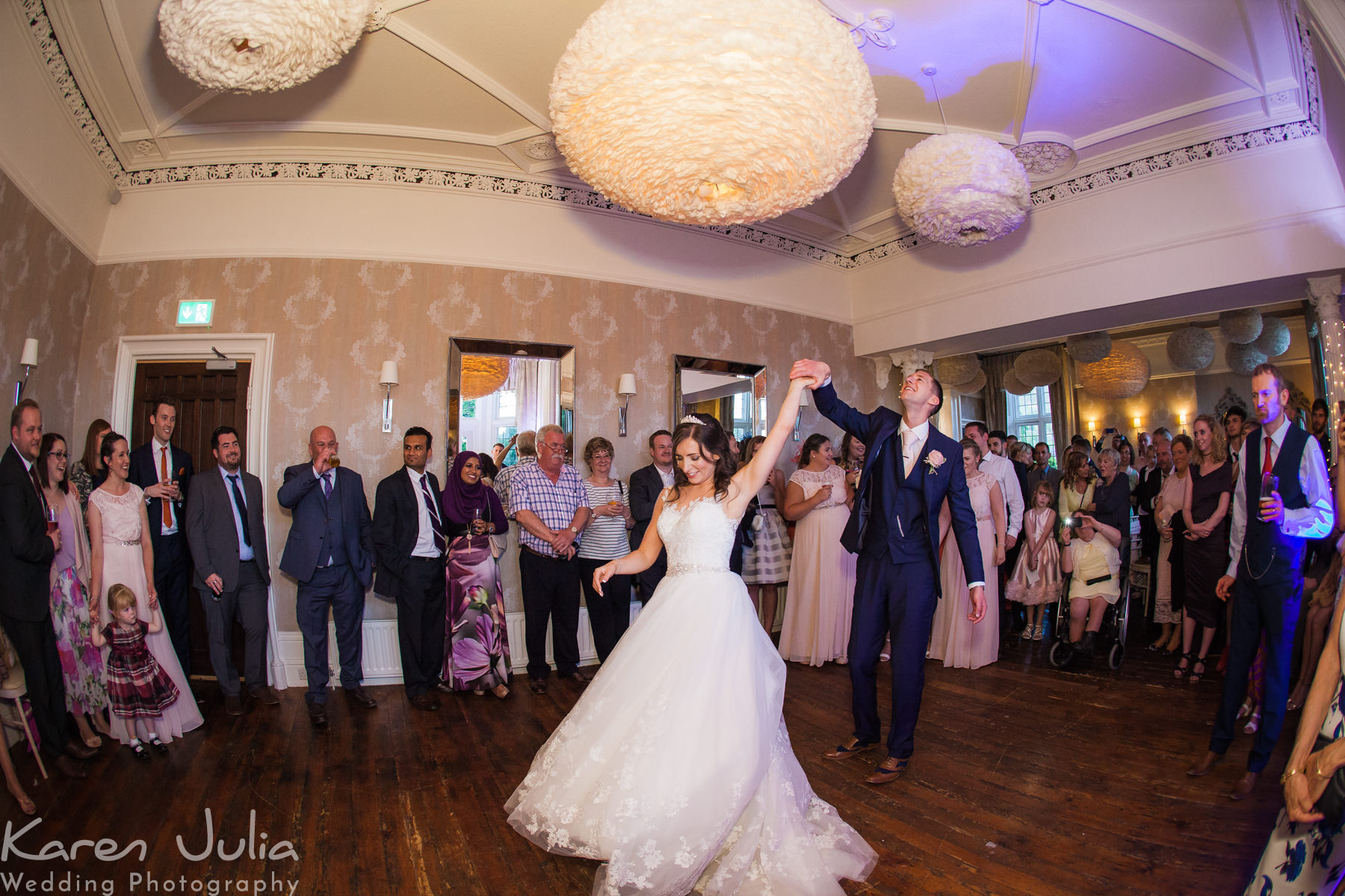 bride and groom dancing at Falcon Manor