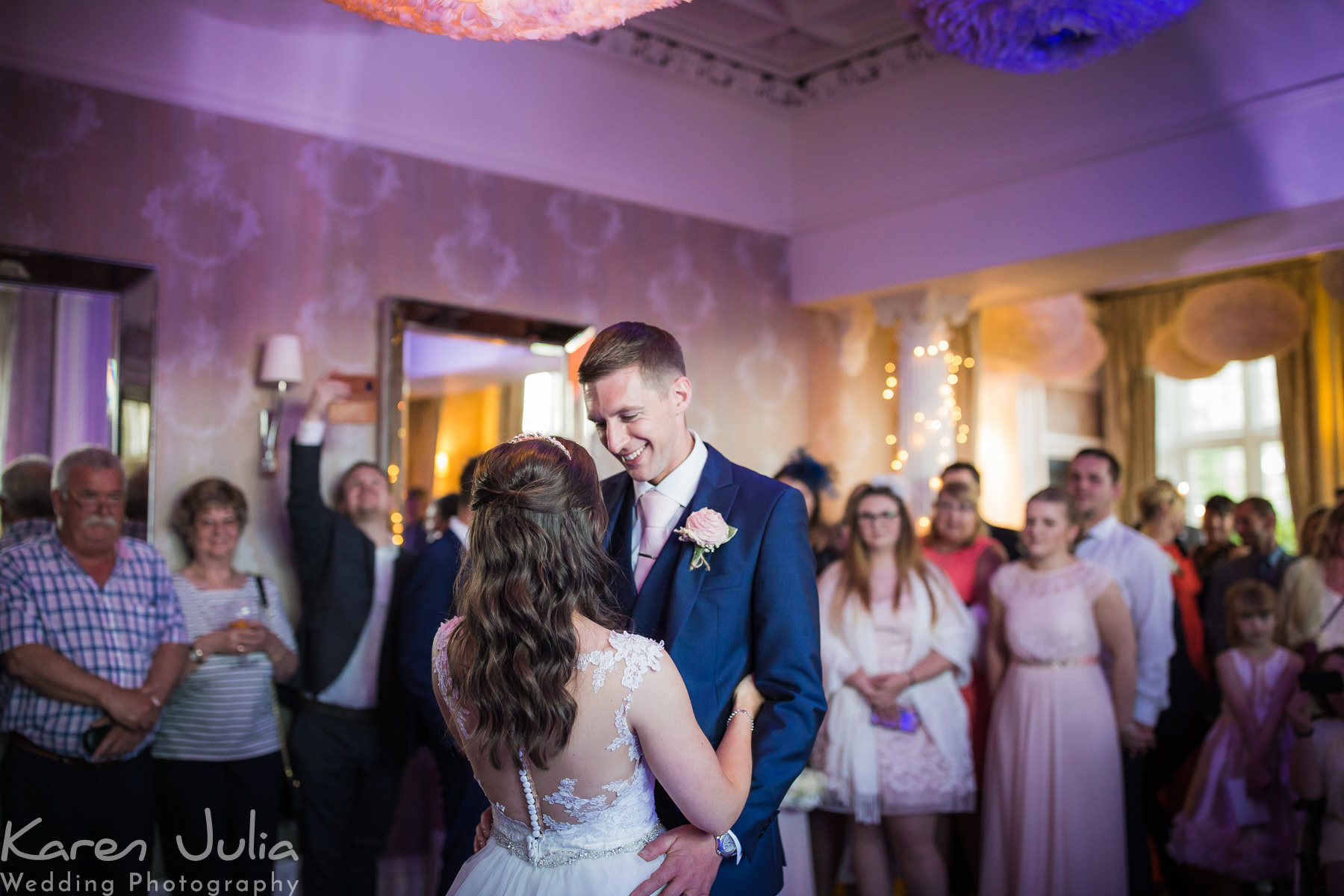 bride and groom during their first dance at Falcon Manor