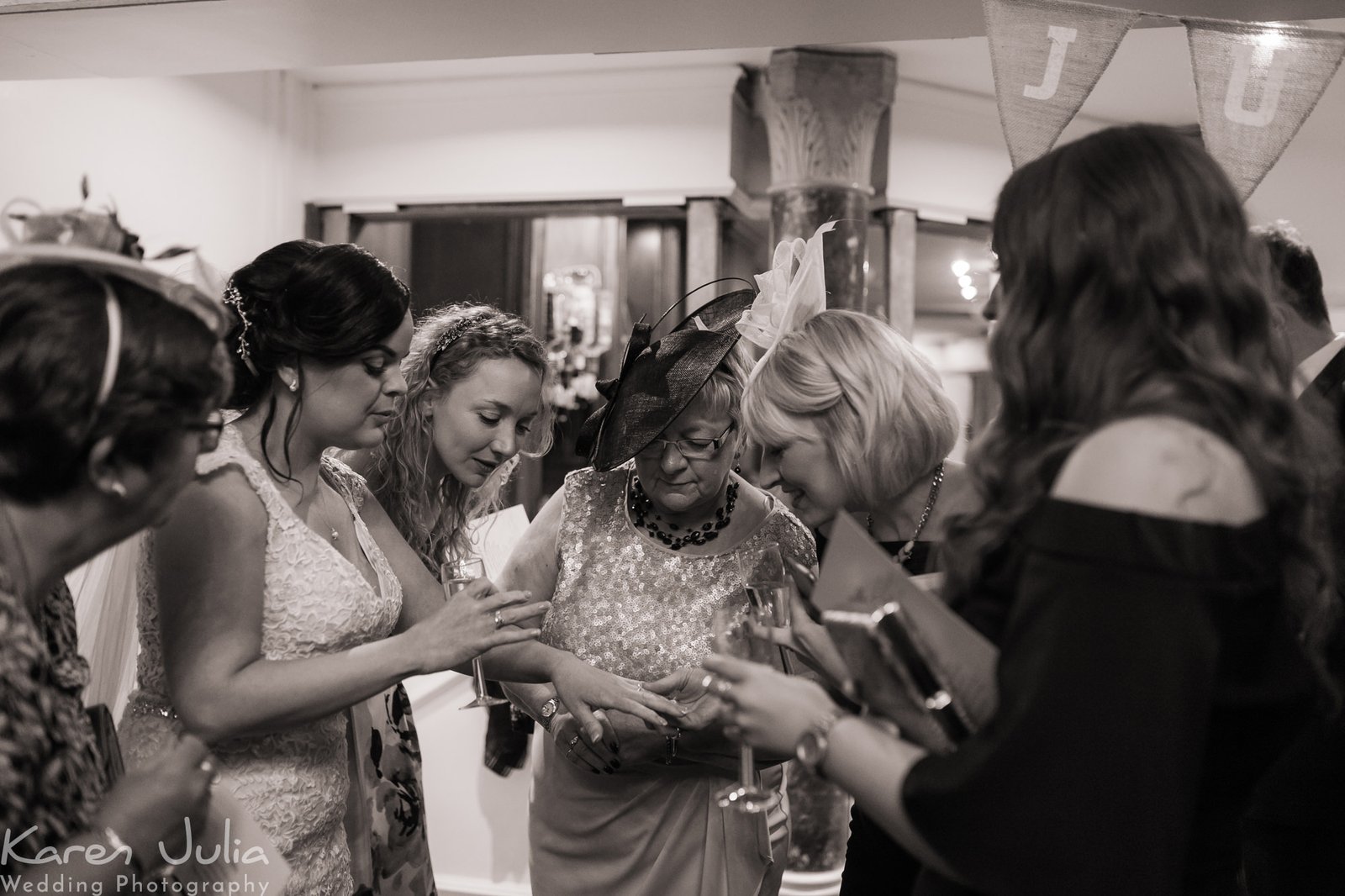 the girls check out the ring during the drinks reception