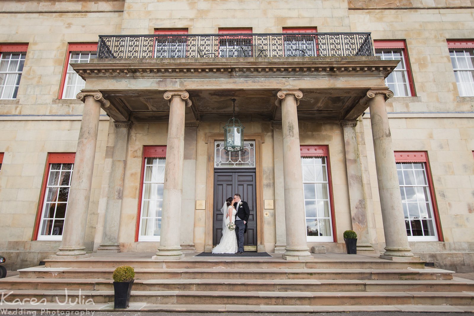 bride and groom portrait at their Springtime Shrigley Hall Wedding