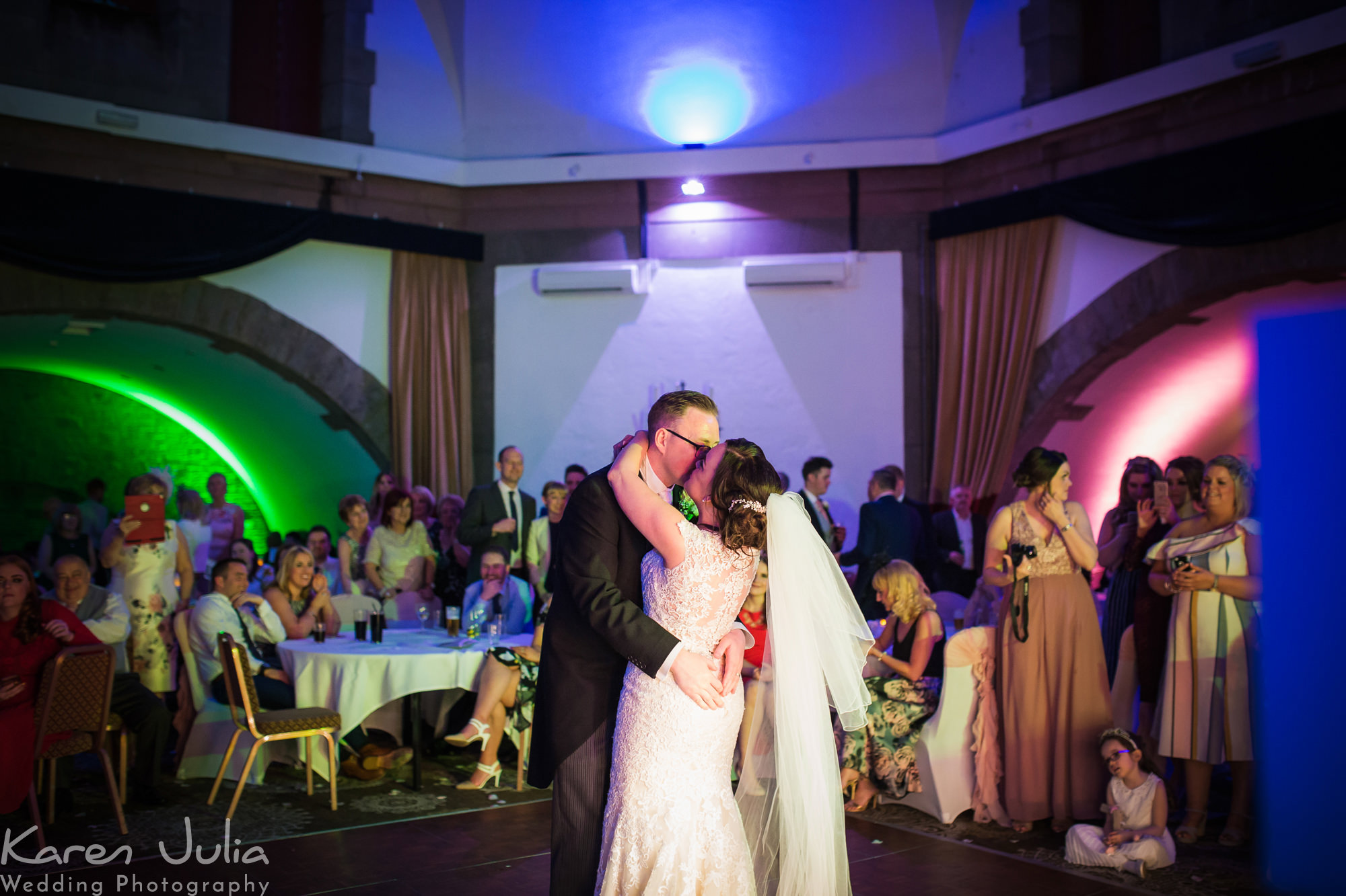bride and groom on the dancefloor in the Tilden suite during evening wedding reception