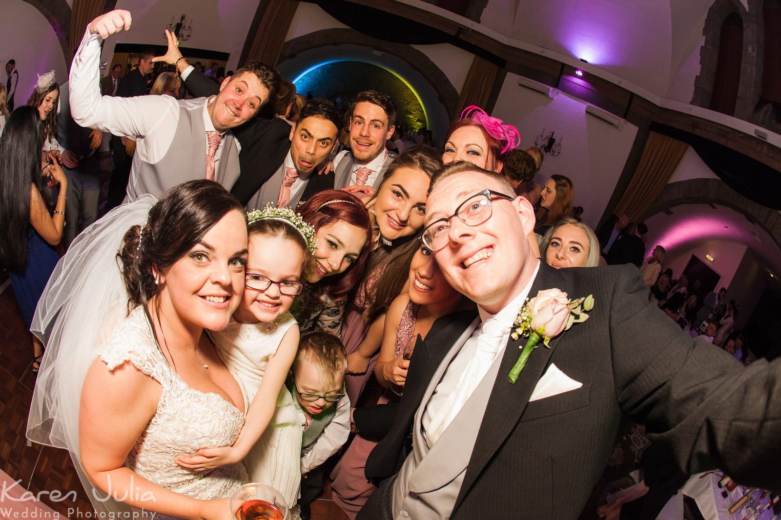 a dancefloor group shot selfie before the end of the night