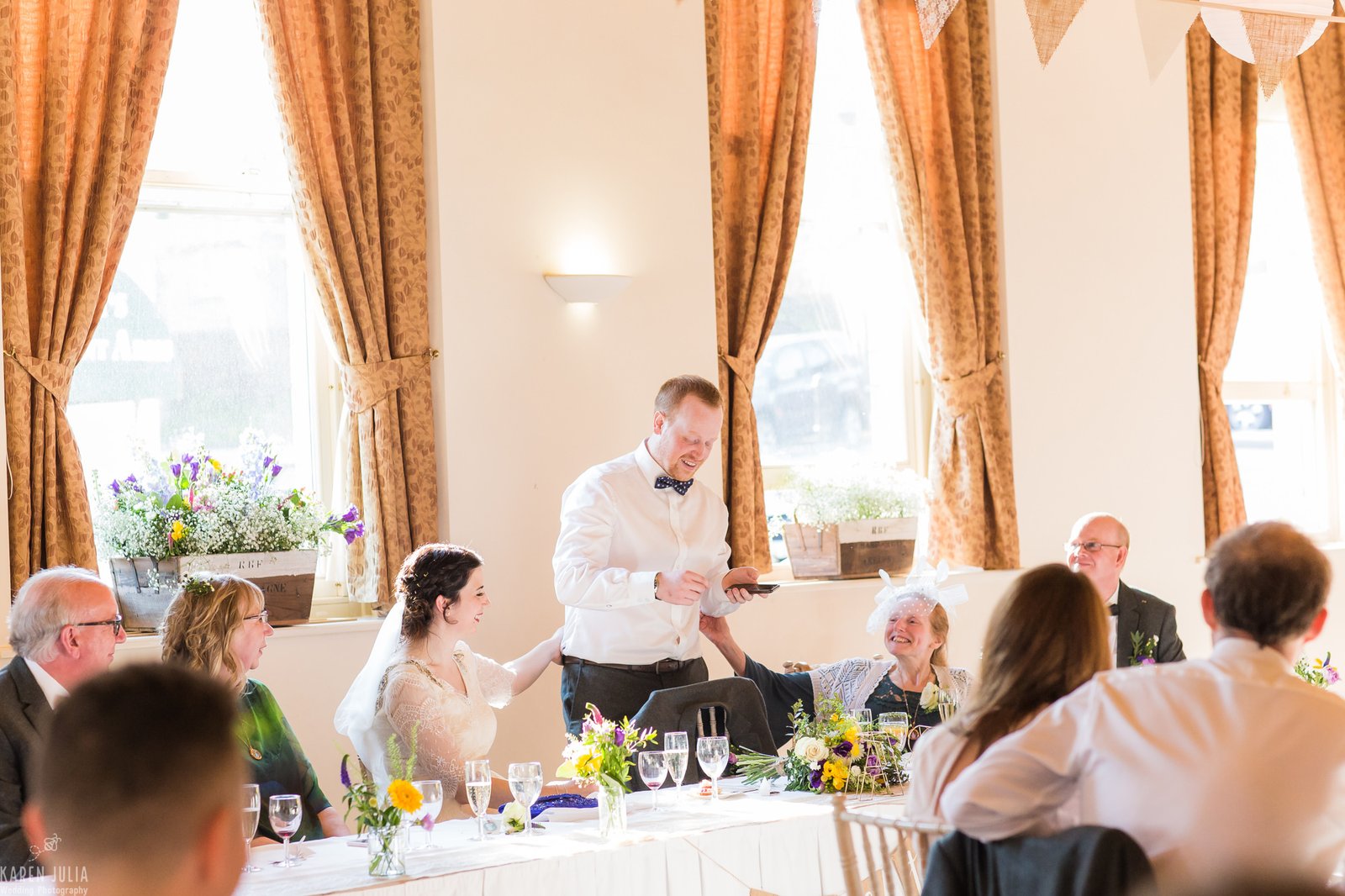 groom makes his speech after the wedding breakfast