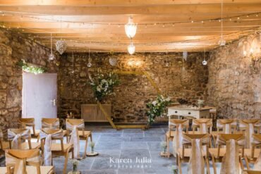 fruin farm wedding barn set up for a wedding ceremony