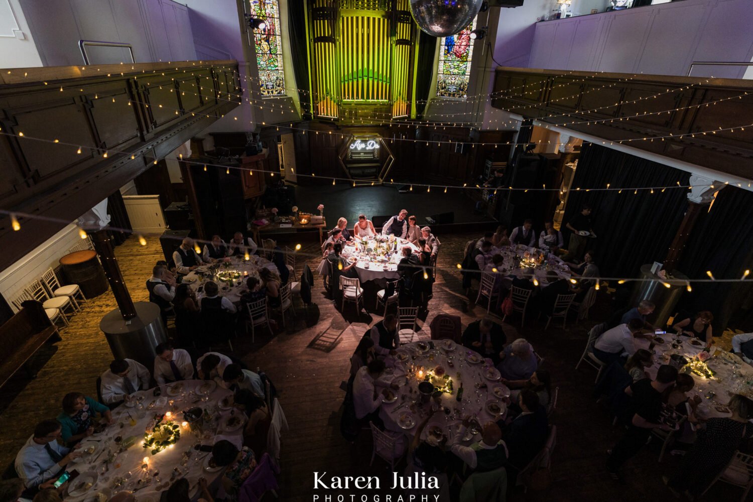 wedding speeches in the main hall of Saint Lukes and the winged ox