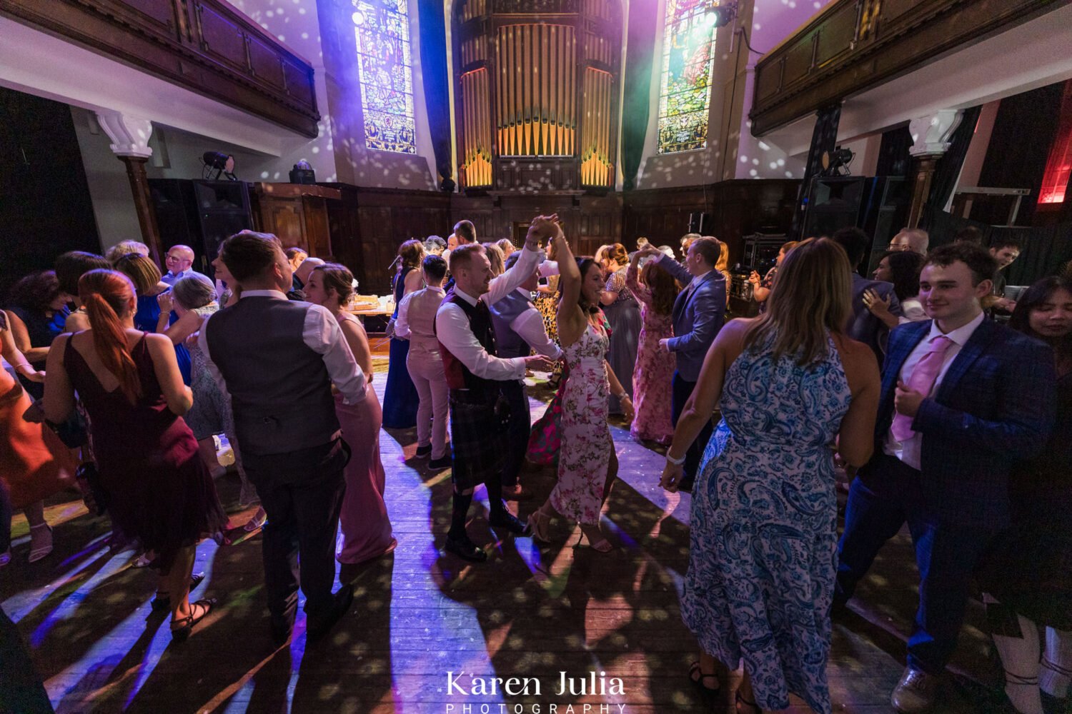 guests enjoying the cèilidh at Saint Lukes and the winged ox.