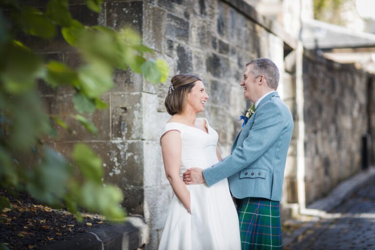 bride and groom portrait in Devonshire Lane