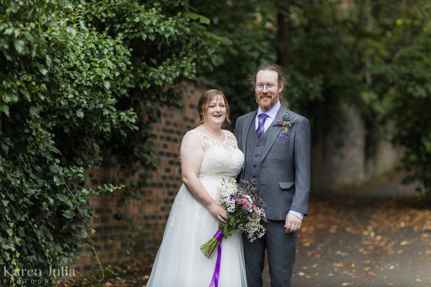 bride and groom portrait on their wedding day at Cottiers